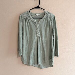 Lucky Brand Embroidered Henley Long Sleeve